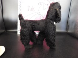 black steiff poodle side view